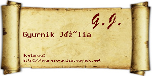 Gyurnik Júlia névjegykártya